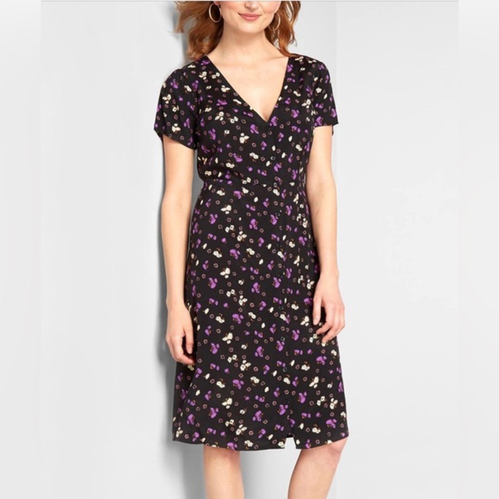 Modcloth Black and Purple Floral Dress